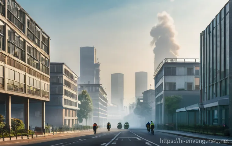 환경공학 기본 개념 - **Prompt:** A diverse team of four environmental engineers (two men, two women, all adults wearing p...