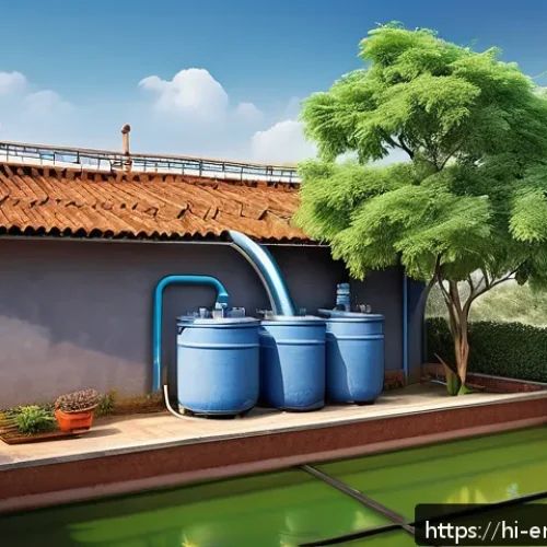 Home 17 환경 공학 안전 규정 - A detailed illustration of a traditional Indian home rooftop equipped with a modern rainwater harves...